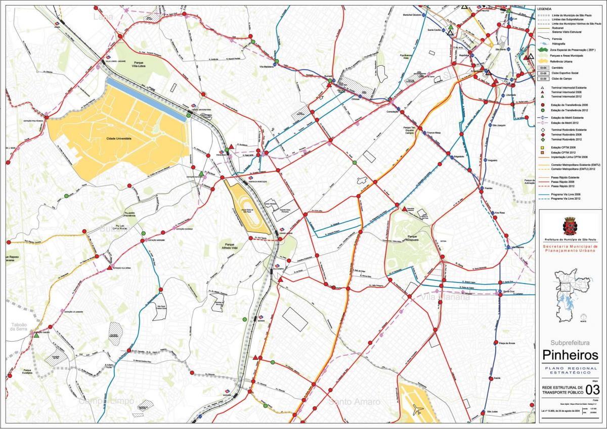 नक्शे के Pinheiros साओ पाउलो - सार्वजनिक transports