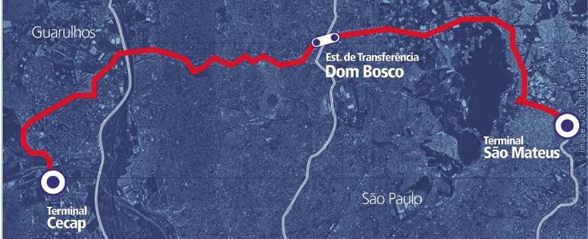 नक्शे के कॉर्रेडोर BRT metropolitano Perimetral लेस्ते