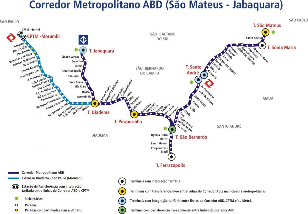 नक्शे के कॉर्रेडोर metropolitano अब्द