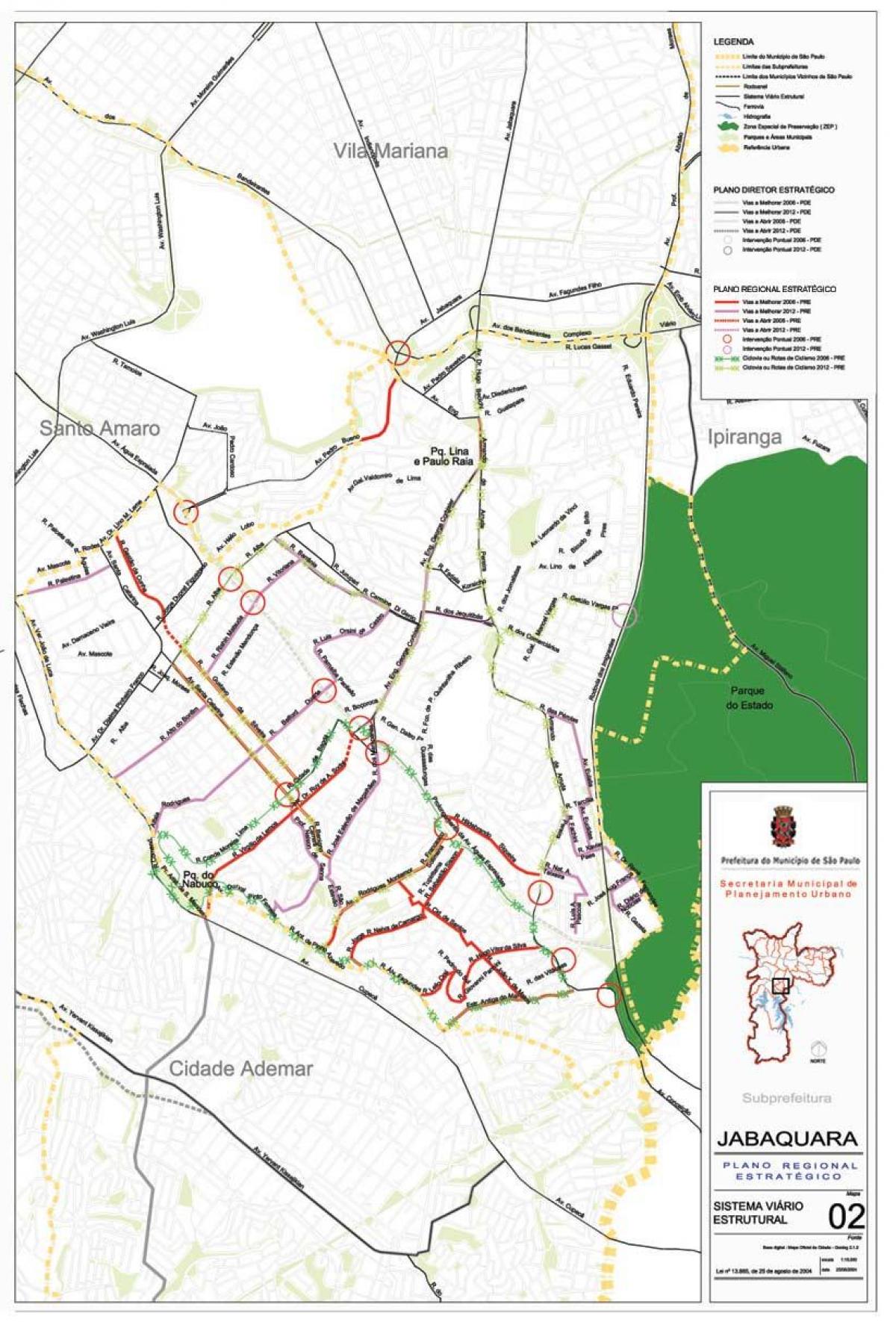 नक्शे के जबक़ुआरा साओ पाउलो - सड़कों