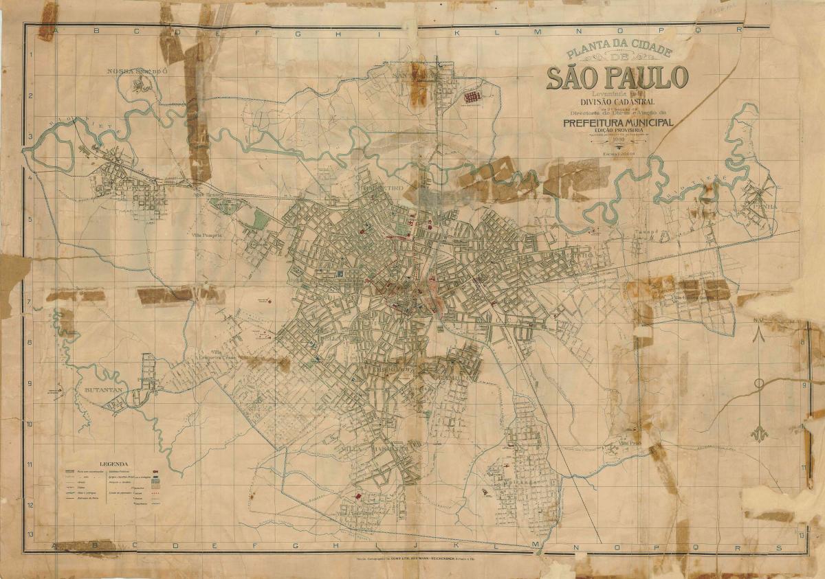 मानचित्र के पूर्व साओ पाउलो - 1916