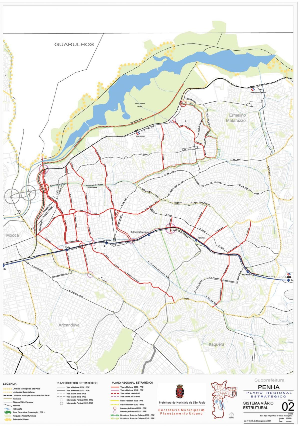 नक्शे के पेन्हा साओ पाउलो - सड़कों