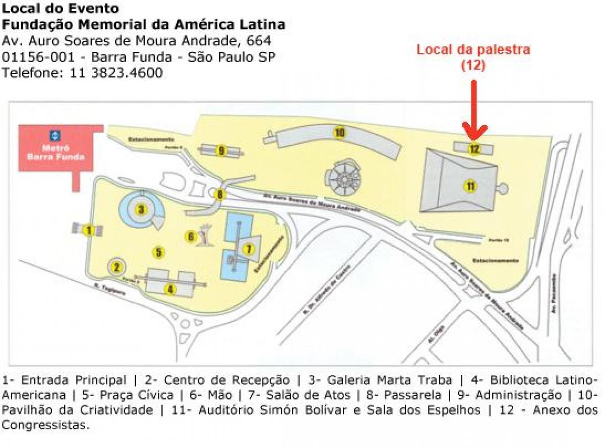 मानचित्र में लैटिन अमेरिका के स्मारक साओ पाउलो