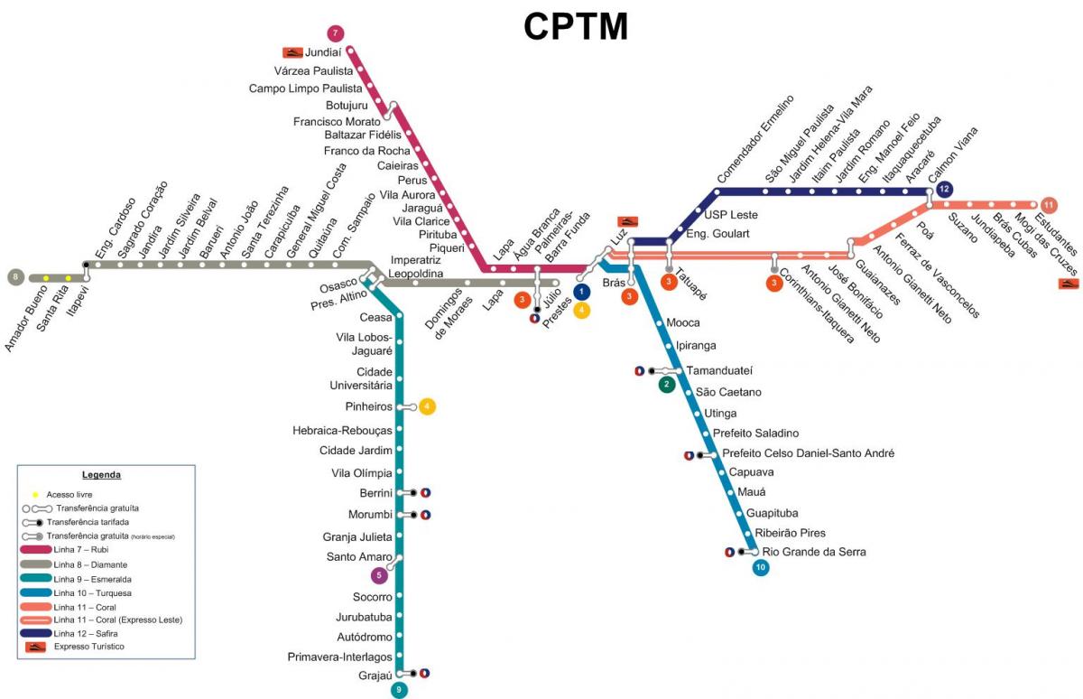 नक्शा साओ पाओलो के CPTM