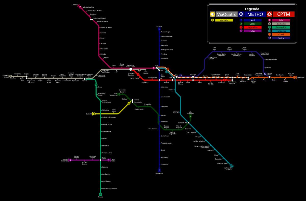 नक्शे के साओ पाउलो मेट्रो CPTM
