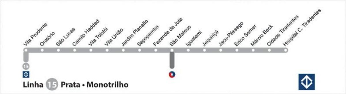 नक्शे के साओ पाउलो मोनोरेल लाइन 15 - चांदी