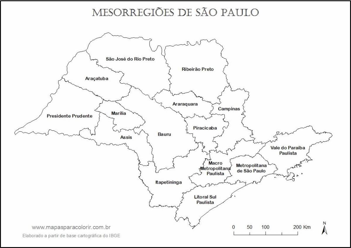 नक्शे के साओ पाउलो - क्षेत्रों के नाम