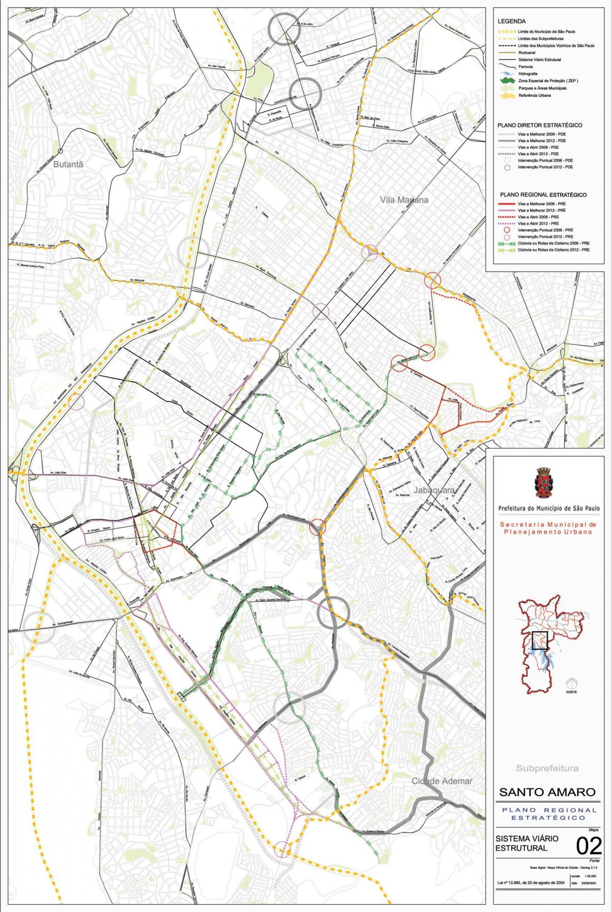 नक्शे के सॅंटो अमरो में साओ पाउलो - सड़कों