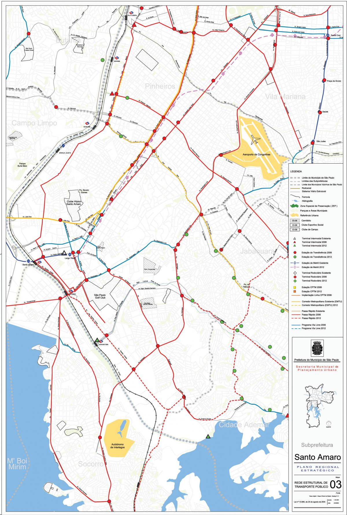 नक्शे के सॅंटो अमरो में साओ पाउलो - सार्वजनिक transports