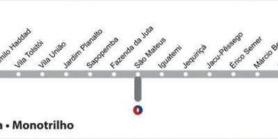 नक्शे के साओ पाउलो मेट्रो लाइन 15 - चांदी