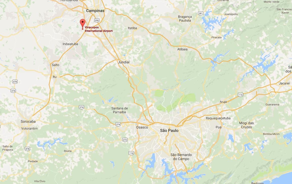 नक्शे के अंतरराष्ट्रीय हवाई अड्डे कैम्पिनास