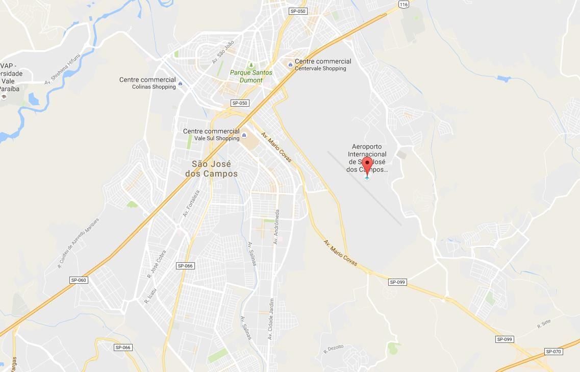 नक्शे के अंतरराष्ट्रीय हवाई अड्डे सं जोसे डोस कॅमपोज़ में