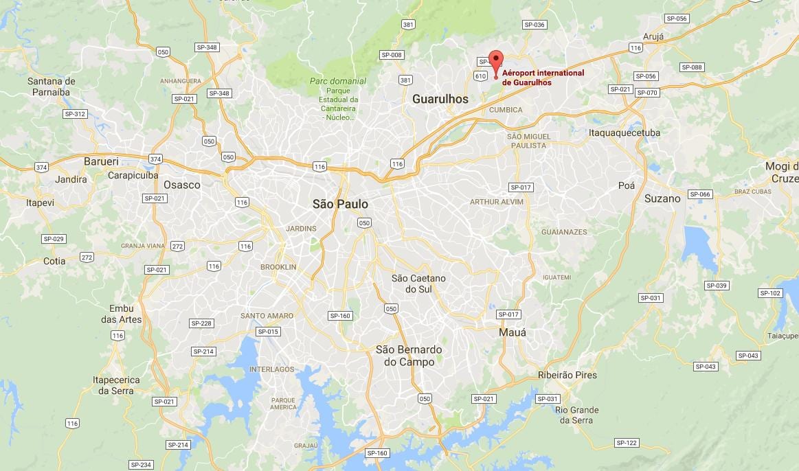 नक्शे के अंतरराष्ट्रीय हवाई अड्डे Guarulhos