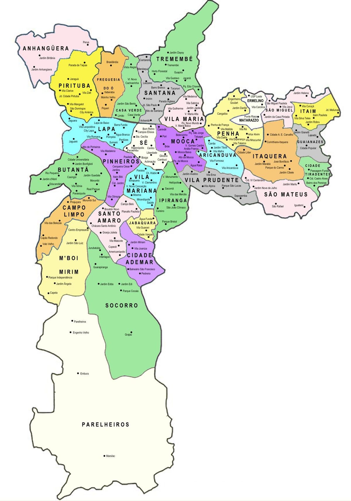 नक्शे के उप-जनपदों साओ पाउलो