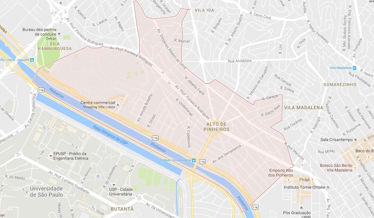 नक्शे की ऑल्टो डे Pinheiros साओ पाउलो