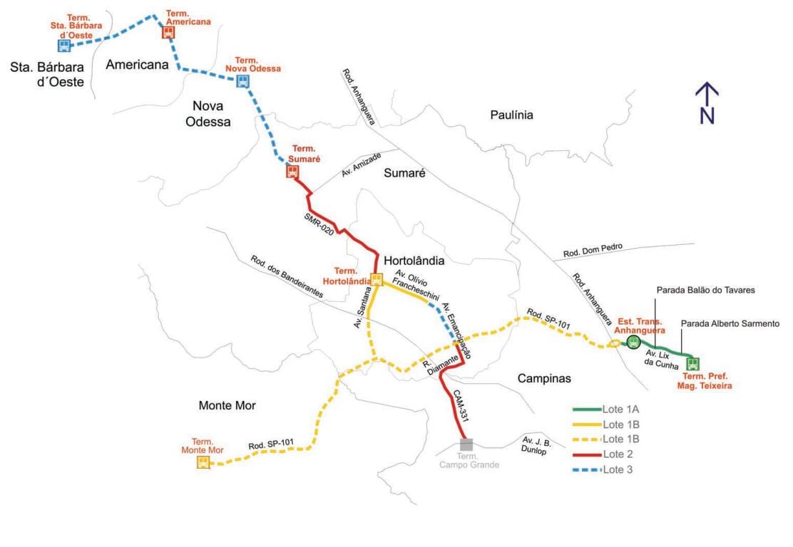 नक्शे के कॉर्रेडोर metropolitano Noroeste