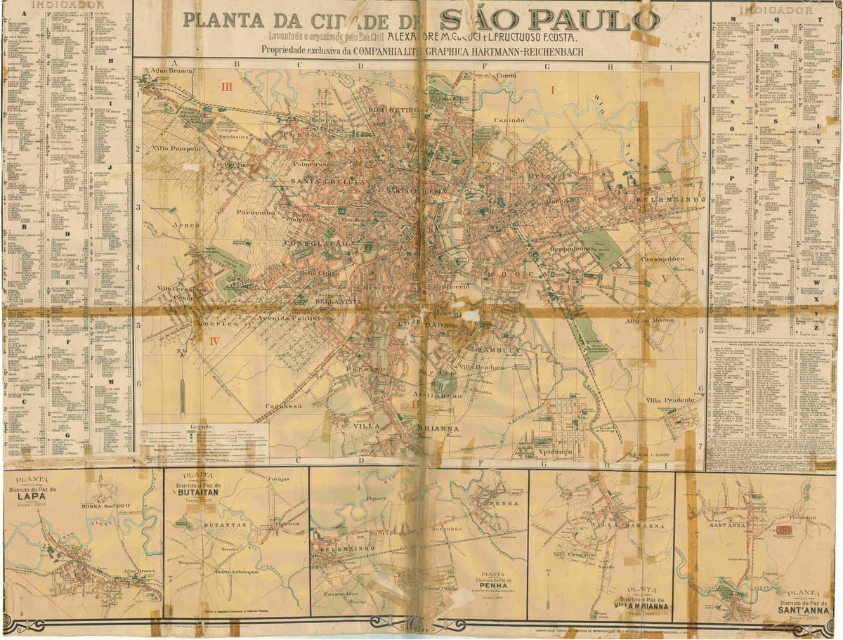 मानचित्र के पूर्व साओ पाउलो - 1913