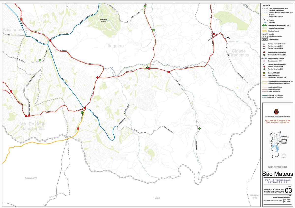 नक्शे के सं मतेऊस साओ पाउलो - सार्वजनिक transports