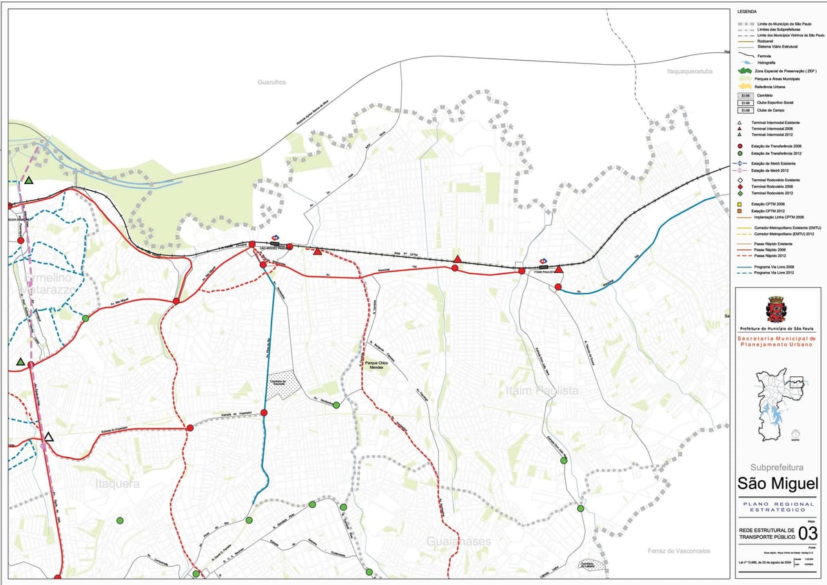 नक्शे के सं मिगेल पौलिस्ता में साओ पाउलो - सार्वजनिक transports