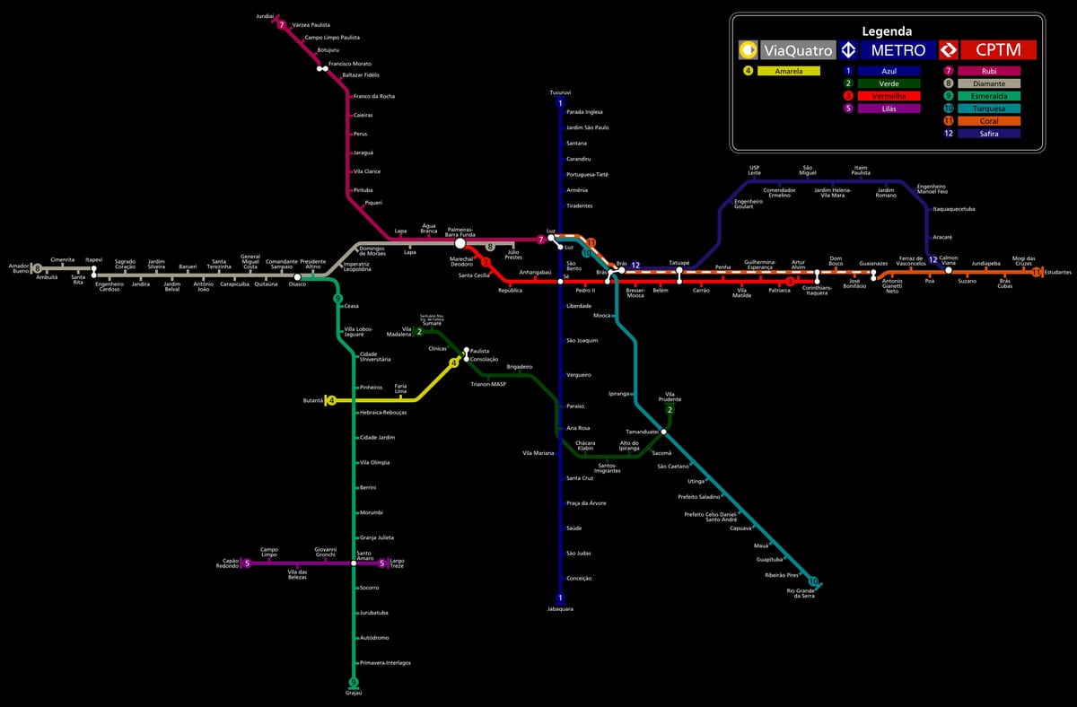 नक्शे के साओ पाउलो मेट्रो CPTM