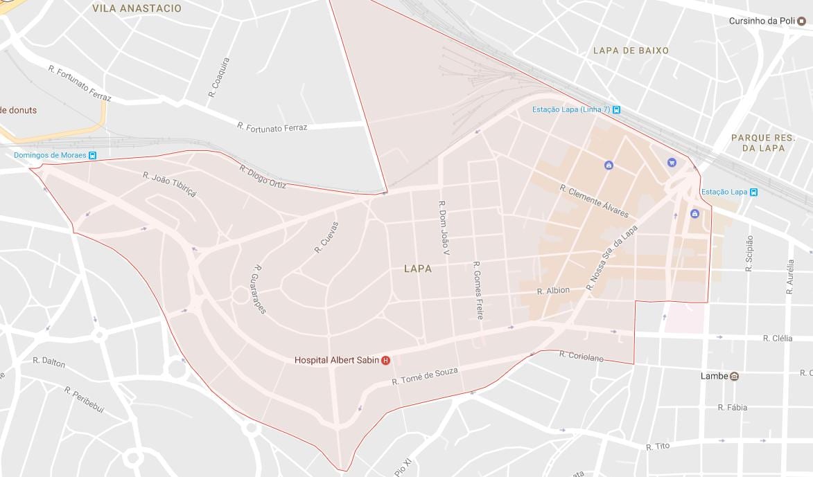 नक्शे के Lapa, साओ पाउलो