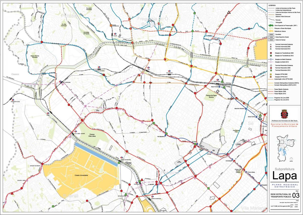 नक्शे के Lapa, साओ पाउलो - सार्वजनिक transports
