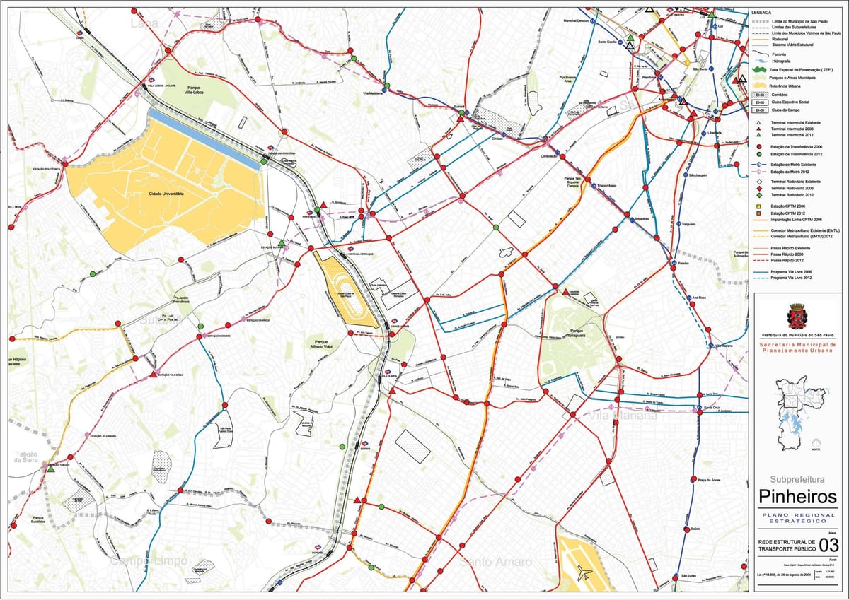 नक्शे के Pinheiros साओ पाउलो - सार्वजनिक transports