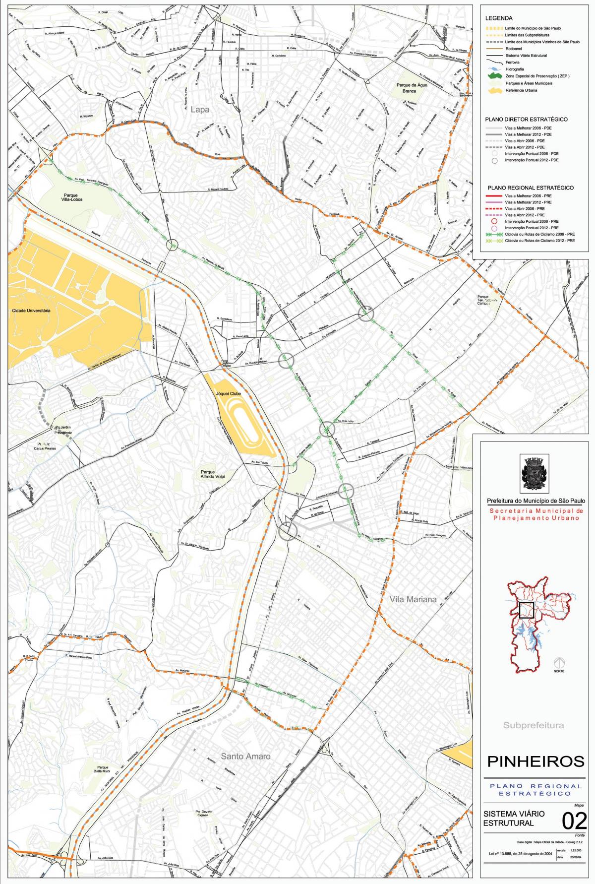 नक्शे के Pinheiros साओ पाउलो - सड़कों