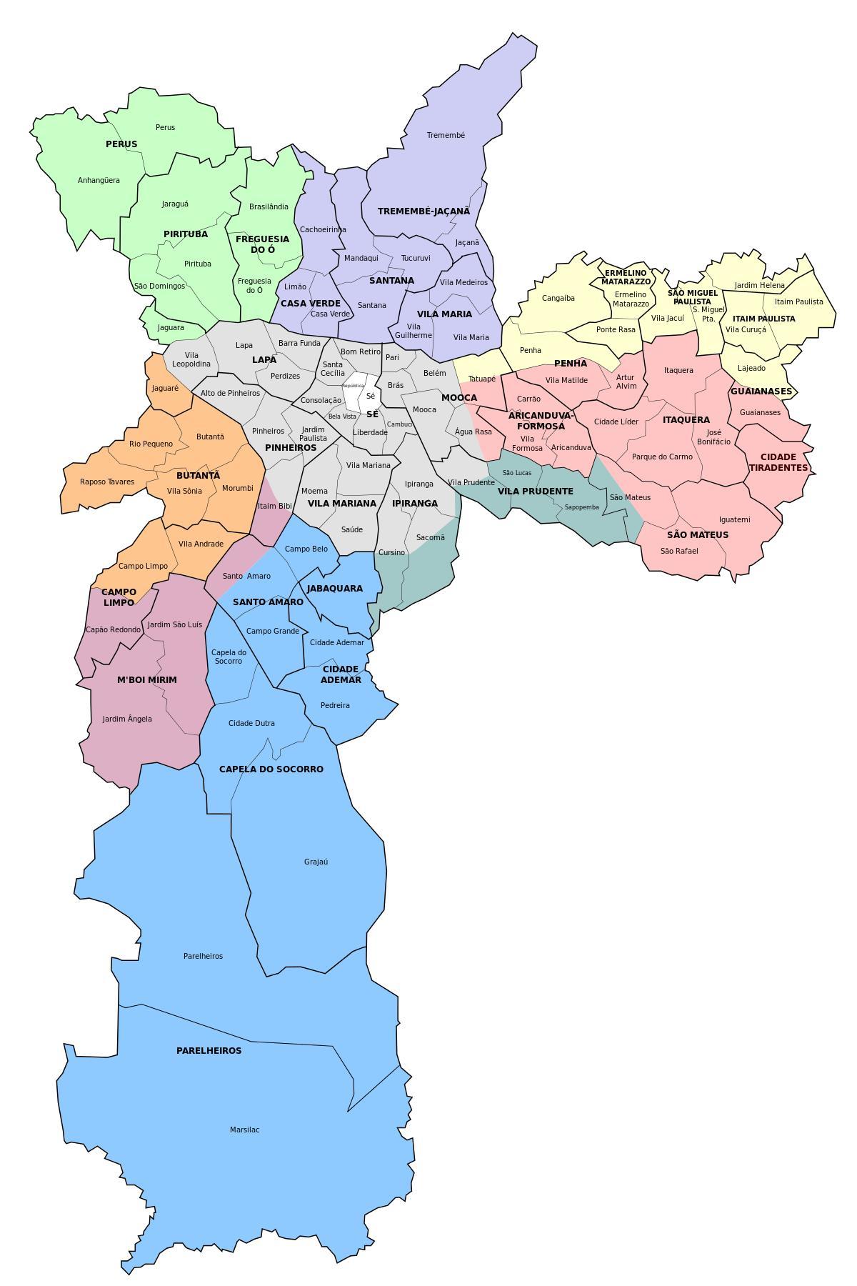 नक्शे के प्रशासनिक क्षेत्र के साओ पाउलो