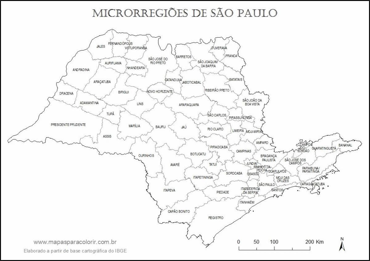 नक्शे के साओ पाउलो - सूक्ष्म क्षेत्रों