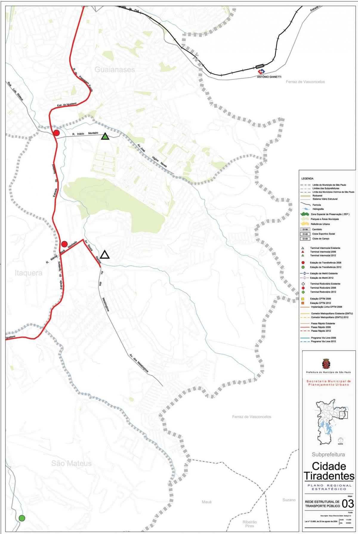 नक्शे के सिडेड तिरदेन्टेस साओ पाउलो - सार्वजनिक transports