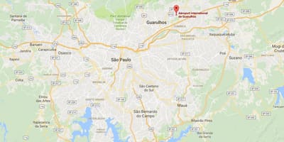 नक्शे के अंतरराष्ट्रीय हवाई अड्डे Guarulhos