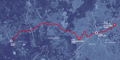 नक्शे के कॉर्रेडोर BRT metropolitano Perimetral आल्टो Tietê