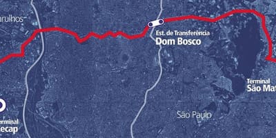 नक्शे के कॉर्रेडोर BRT metropolitano Perimetral लेस्ते
