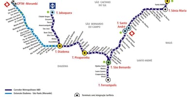 नक्शे के कॉर्रेडोर metropolitano अब्द