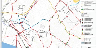 नक्शे के सॅंटो अमरो में साओ पाउलो - सार्वजनिक transports