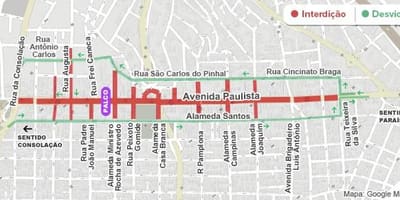 नक्शे के Paulista एवेन्यू साओ पाउलो